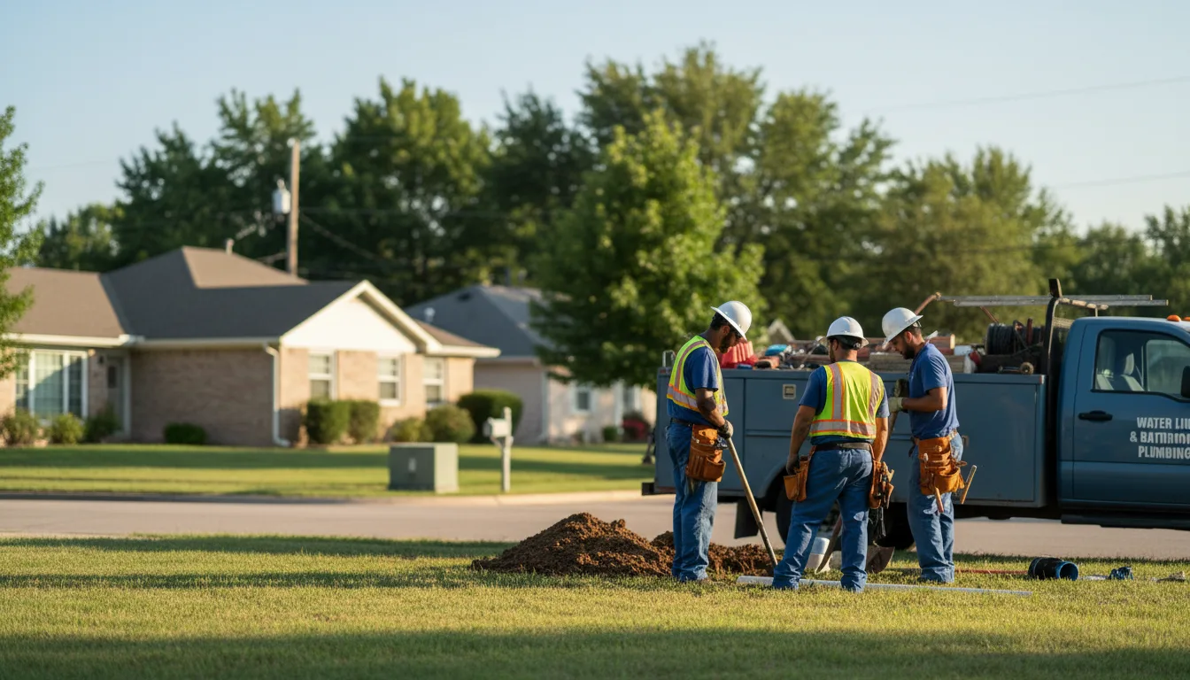 Residential water line and bathroom plumbing service in Fannin, TX
